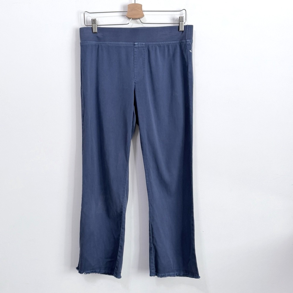 Wearables Twill Pull On Crop Pants S Blue Raw Hem Stretch Casual 31x26 FLAW NWOT